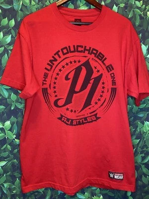 AJ Styles Untouchable Hard To Follow Mens L P1 WWE Authentic WFF Red Wrestling - Image 1 of 4