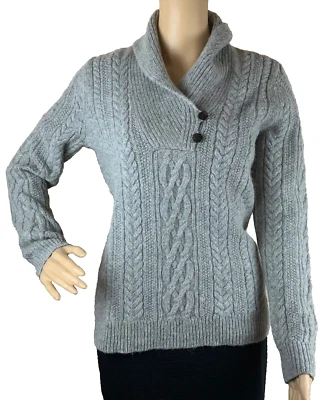 Vineyard Vines Sweater Women Small Shawl Collar Wool Alpaca Gray Button Neck - Image 1 of 4
