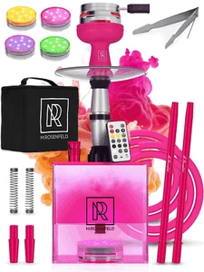 Pink Hookah Set with Everything YADO Square Hookah To Go with Charcoal Holder - Picture 1 of 9