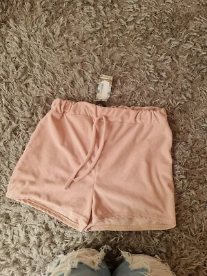 Boohoo Velvet Pink Shorts. Size 12. - Image 1 of 4