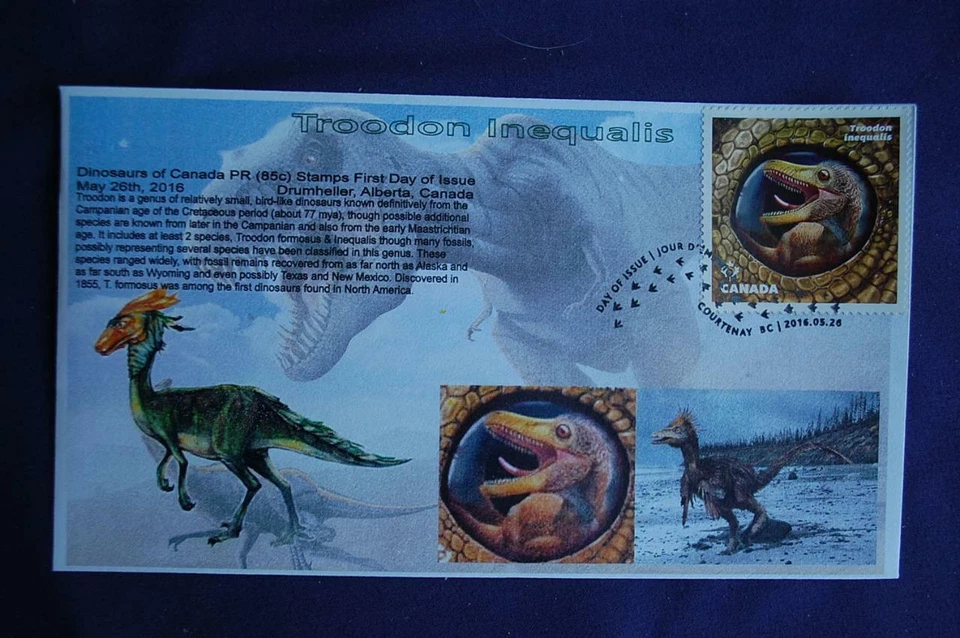 Canada Dinosaurs Troodon Inequalis 85c WA Stamp FDC Bullfrog Cachet 09598 Sc# - Image 1 of 1