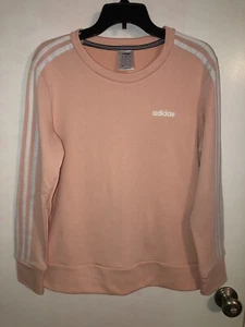 NWOT ADIDAS Woman’s Peach Pullover Sweatshirt 3 Stripe Crew Women's Size Medium - Picture 1 of 3