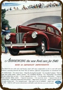 1940 FORD DELUXE Car & Traffic Cop Oldtimer-Look DEKO NACHBAU BLECHSCHILD - Bild 1 von 1