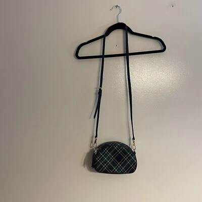 Bolso Bandolera Talbots Azul Marino Verde Algodón Correa Ajustable Preppy Cabina Cuadros Foto 1 de 4