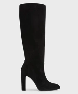 Stuart Weitzman Women's VIDA 100 Knee-High Black Suede Block Heel Boots NWB - Picture 1 of 5