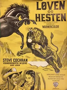 Der Löwe und das Pferd Cochran 1953-54 Vintage Original Dänisches Kino Filmplakat - Bild 1 von 10