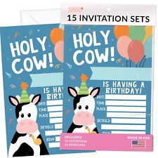 15 Holy Cow Birthday Invitations Girl - Kids Birthday Invitations Boy Cow Inv...