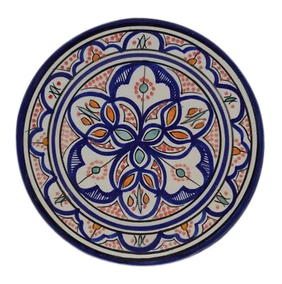 Moroccan Ceramic Plate Salad Pasta Bowl Serving Handmade Wall Hanging 8" Small - Image 1 of 3