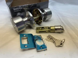 BESTTEN Geneva Series Door Knob Set, Keyed Entry Door Lock Satin Nickle - Picture 1 of 3