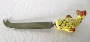 Courtier Company Ltd England Ceramic Fish Knife Yellow Sharp 7" Length Cutlery 