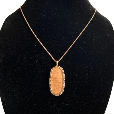 NWT Kendra Scott Macramé Reid Statement Necklace in Blush Wood 14k Rose Gold Foto 1 de 4