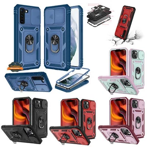 For Apple iPhone 13 Pro Max (6.7") Hybrid Built-in Ring Stand Camera Cover Case - Picture 1 of 55