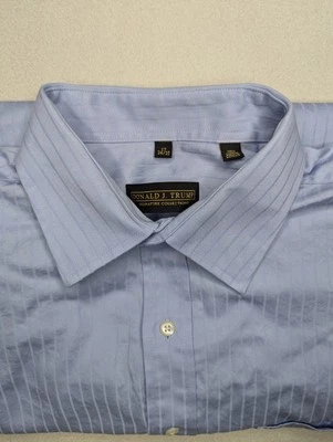 Camisa de vestir Donald Trump Signature Collection para hombre 17 34/35 azul con botones Foto 1 de 4
