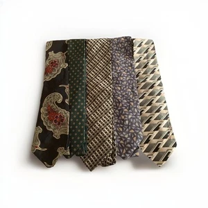 Vintage Mix Men's Patterned Mixed Material Designs Bundle Necktie Ties x5 - Picture 1 of 6