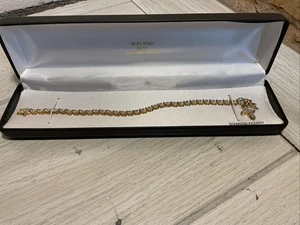 Vintage 18k Gold Over Sterling Diamond Accent Tennis Cross Bracelet 7.5" - Picture 1 of 5