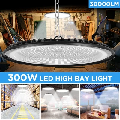 100W 200W 300W UFO LED Hallenbeleuchtung Industrielampe High bay Hallenstrahler - Bild 1 von 4