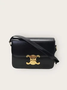 Celine sac Triomphe en cuir de veau brillant noir 147661110 - Picture 1 of 7
