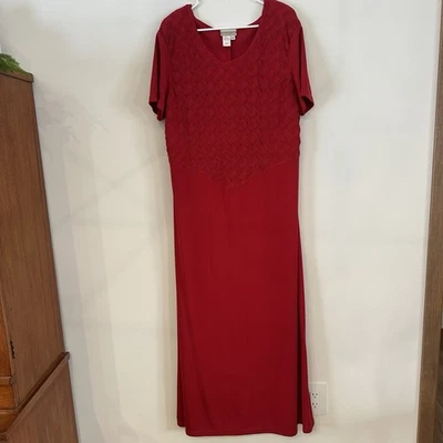 Винтажный женщин Coldwater Creek красный макси платье XL Рождество сплетенный лиф Valentines  - Изображение 1 из 4