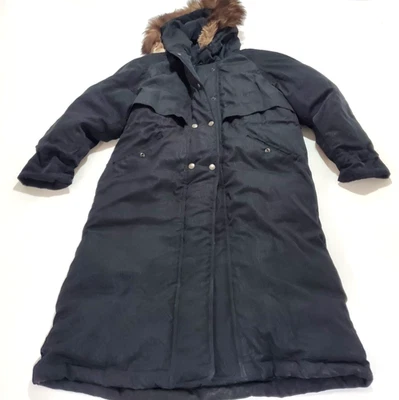 Abrigo Parka Mulberry Street Para Mujer Grande Relleno Largo Negro Con Capucha Talla Mediana Foto 1 de 4
