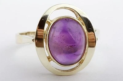 Amethyst Ring 14K 585 Gelbgold Cabochon Gr. 53   - Bild 1 von 4