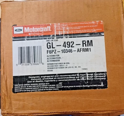 Motorcraft GL-492-RM Remanufactured 12V 95A Ford 3G Alternator Trucks 92-98 429 - Image 1 of 4