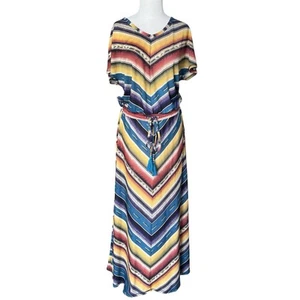Double D Ranch Sausalito Serape Kleid Mehrfarbig Tunnelzug Taille Größe L - Bild 1 von 12