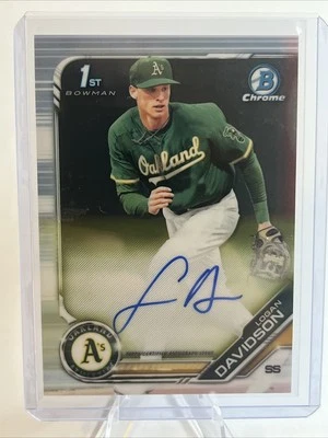 Logan Davidson 2019 Bowman Chrome Draft 1st Prospect Autograph Auto A’s - Image 1 of 2