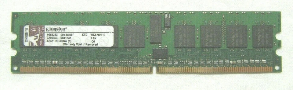 Ram 512MB 240 Pin KTD-WS670/512 DDR2, 400MHz, PC-3200, CL3, Reg-ECC, 1.8V - Image 1 of 4
