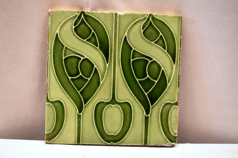 Antique Minton Hollins & Co Wall Tile Floret Pattern Stoke On Trent Porcelain"43 Cover