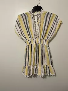 Club Z Collection Women Yellow Pink Striped Vacation Sundress Casual Dress M - Picture 1 of 5