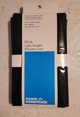 PEVA Lightweight Mildew Waterproof Bathroom Shower Curtain Liner w/3 Magnets Bla - Image 1 of 3
