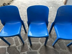 SEDIA ARTEMIDE VICO MAGISTRETTI SELENE 1969 CELESTE AZZURRO OLIMPIADI 1984 - Foto 1 di 7