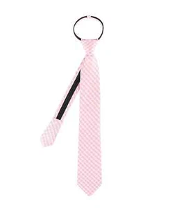 Tommy Hilfiger Boys Gingham Check Pre-Tied Zipper Tie Pink - Picture 1 of 2