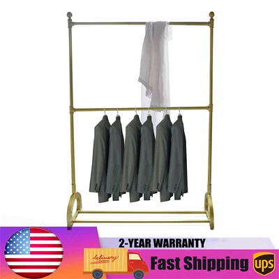 2 Layers Home Wedding Clothing Store Clothes Rack Garment Display Hanger US
