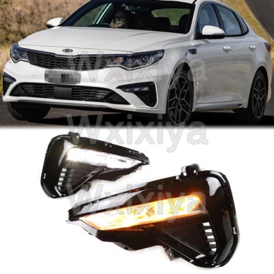 Daytime Running Light For Kia Optima K5 2019 20 LED Fog Lamp W/ Turn Signal DRL - Image 1 of 4