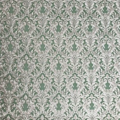 Papel Pintado Floral Victoriano Vintage Damasco Verde Real Latón Metálico Texturizado 3D Foto 1 de 4