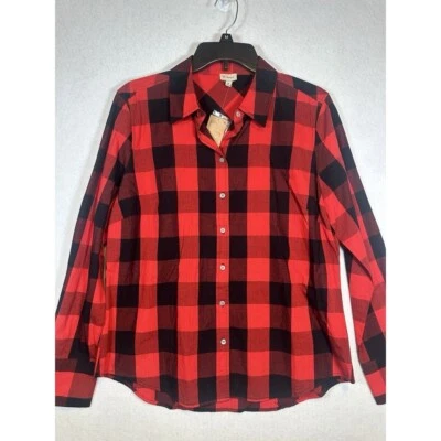 Cremieux Womens Long Sleeve Buffalo Print ButtonUp Black Red Size 10 - Image 1 of 4