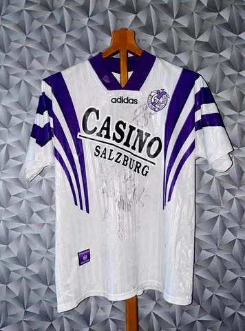 CASINO SALZBURG RED BULL 1996/1997 HOME SIGNED SHIRT JERSEY ADIDAS SIZE XL #14 Cover