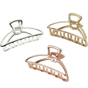 VinBee 3 Pc Large Metal Claw Clips Hollow Non-slip Hair Catch Barrette Jaw clamp