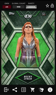 Topps WWE Slam 2019 Becky Lynch Excellence Green Base Common Digital 9998cc - Image 1 of 2