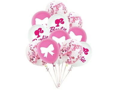 NEW BARBIE CONFETTI  THEME 12 INCH LATEX BALLOON SET  12 PIECES (1) - image 1 of 2