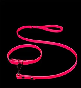 Juego de collar y correa de perro Biothane impermeable | Hebilla de metal | Remache negro | Duradero - Imagen 1 de 58