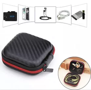 Square In-Ear Carrying Hard Case Box Earphone Earbud Storage Pouch Bag Zipper - Picture 1 of 11