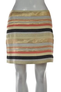 J Crew Collection Rock Größe 4 Gold Grau Gestreift Mini Über Knie Metallic - Bild 1 von 4