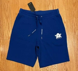 NEW ARMANI EXCHANGE BERMUDA SHORTS JERSEY FLEECE BLUE LOGO AX MEN SIZE SMALL - Picture 1 of 3