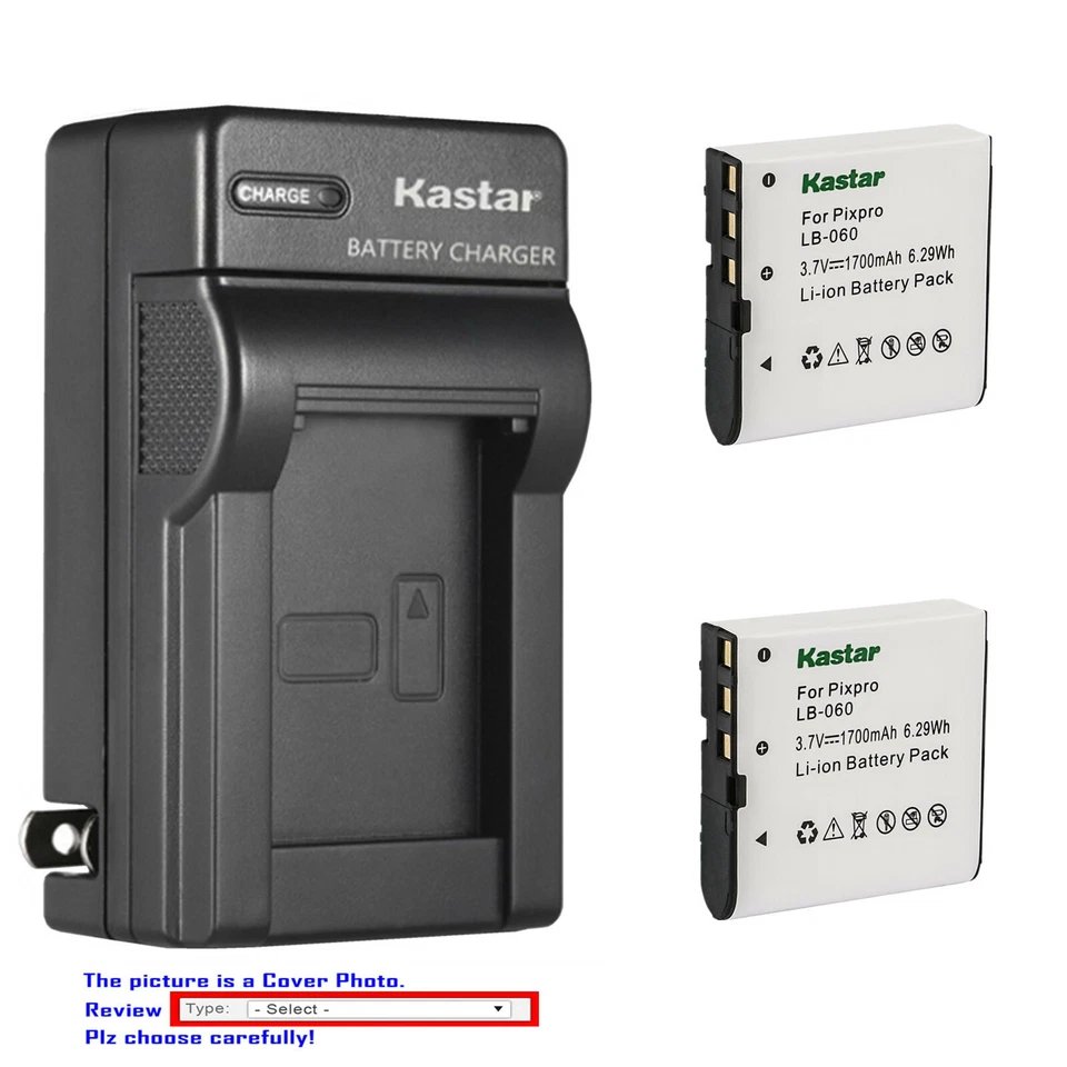 Kastar Battery Wall Charger for Kodak PIXPRO AZ422 AZ425 AZ527 AZ528 Camera