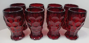 Vintage Imperial Glass Provincial Red 'Thumbprint' 6 oz Tumbler Glasses-Set of 8 - Picture 1 of 4