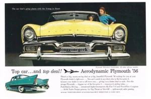 1956 Plymouth Belvedere Convertible Yellow Automobile Car Vintage Print Ad - Picture 1 of 1