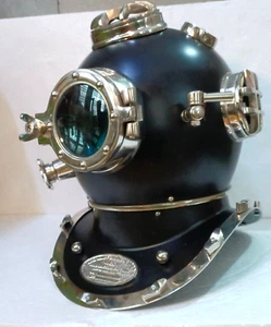 Brass Steel Black Finish Mark V US Navy Full Size Scuba Diving Divers Helmet - Picture 1 of 5