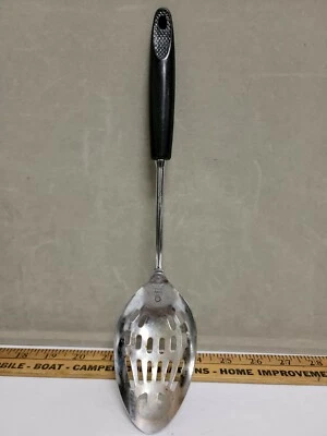 ECKO Stainless  Black handle Slotted Spoon USA Vintage Retro Used as seen  - Image 1 of 4